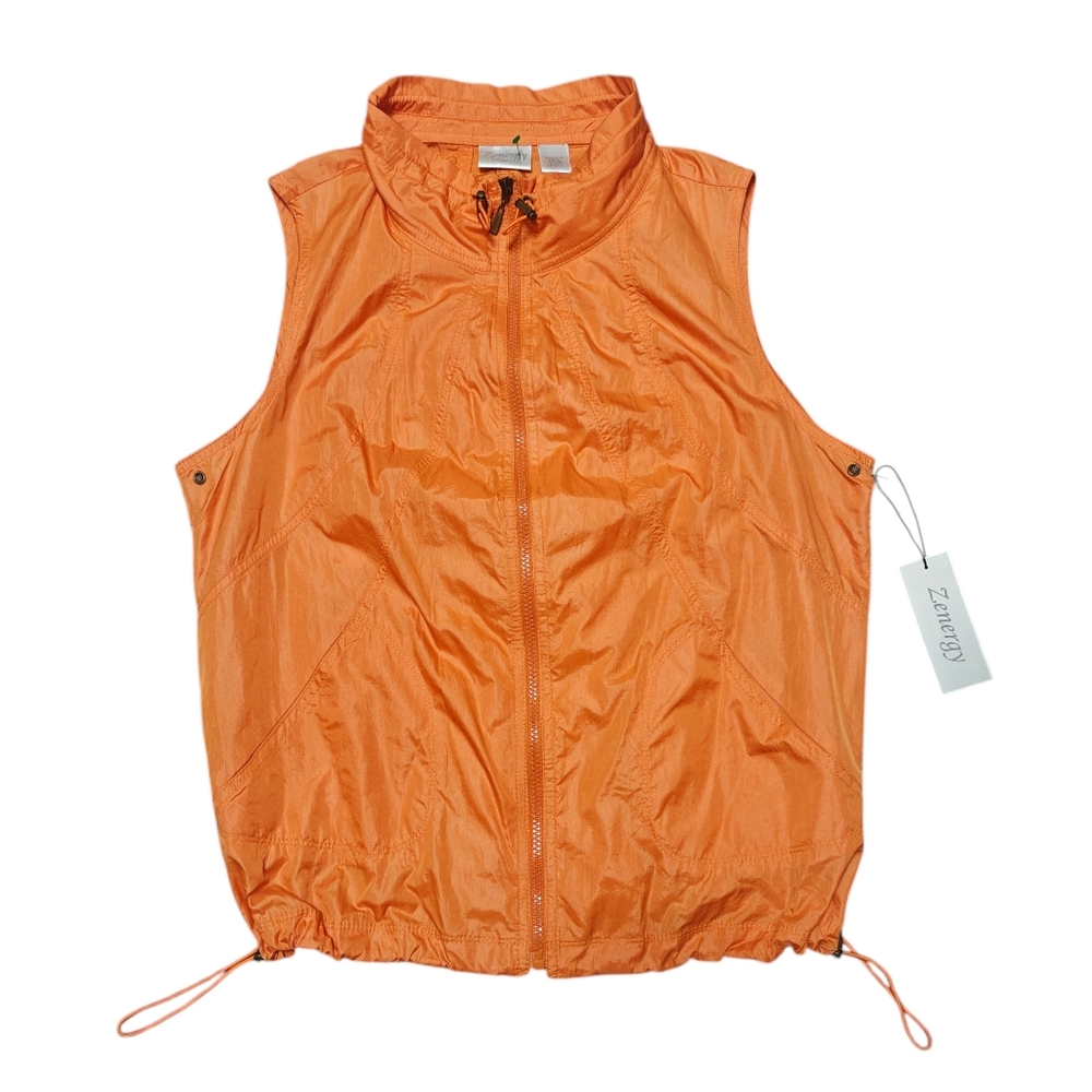zenergy Women's Orange Sleeveless Zip-Up Vest Size 2